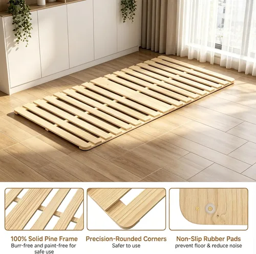 Vista 3 de LILYPELLE Base de cama de piso, marco de cama plegable de tatami, placa de cama transpirable a prueba de humedad, cama japonesa de suelo, marco