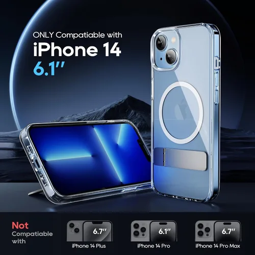 Vista 2 de Funda magnética para iPhone 14 de 6.1 pulgadas (2022), soporte delgado con protector de pantalla compatible con Magsafe a prueba de golpes