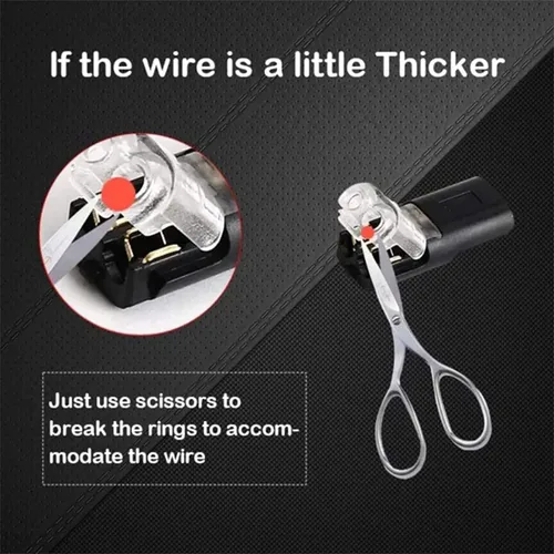 Vista 4 de Conector enchufable de doble alambre con hebilla de bloqueo, conectores de cable de calibre pequeño impermeables sin soldadura en kit de conector