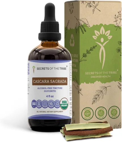 Vista 7 de Secrets of the Tribe Cascara Sagrada USDA Organic Extracto sin alcohol, gotas de hierbas de alta potencia Hecho de corteza seca de cascara