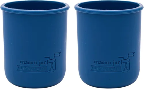 Vista 6 de Mason Jar Lifestyle Pinta de boca ancha de silicona de 16 onzas para proteger la pelota, Kerr, tarros de conservas (4, Americana Multicolor)