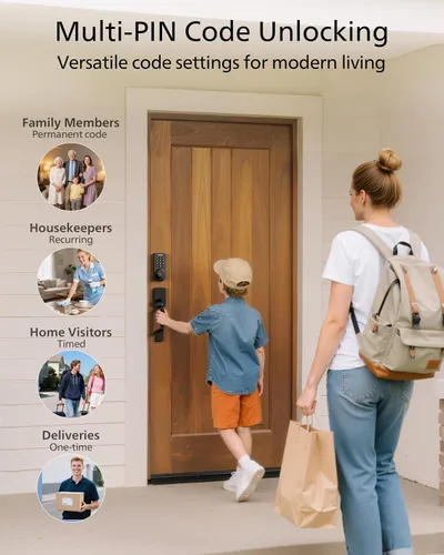 Vista 6 de Cerradura inteligente Wi-Fi Philips con cerrojo de puerta y manija, juego de cerradura de puerta sin llave para puerta delantera, cerradura