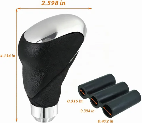 Vista 4 de Lunsom Pomo de Palanca de Cambios de Cuero, Cabezal de Mango de Palanca de Cambios de Transmisión Type-R se Adapta a la Mayoría de Automóviles Negro