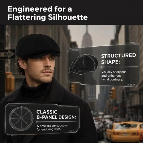 Vista 4 de Gorra de Newsboy para hombre, 8 paneles irlandeses para novatos Gris