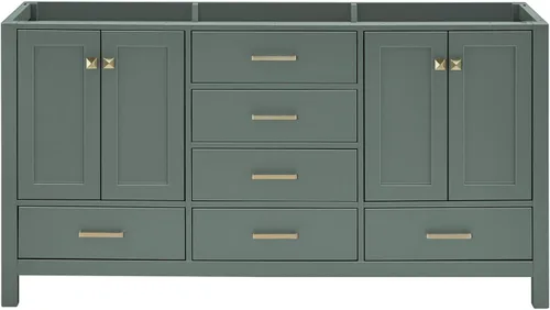 Vista 82 de ARIEL Cambridge Mueble base de tocador de baño de 36 pulgadas, madera maciza, 2 puertas de cierre suave, 5 cajones de cola de milano, roble marrón