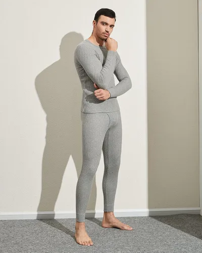 Vista 4 de LAPASA Men's Thermal Underwear Set Cotton Waffle Top Long Sleeve Long Johns Base Layer Shirt & Bottom Cold Weather M60