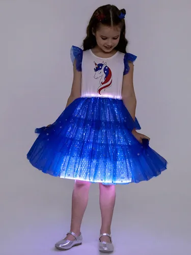 Vista 2 de PATPAT Go-Glow - Disfraces iluminados para niñas, vestido de unicornio, vestido de princesa TuTu, traje de fiesta de cumpleaños de 3 a 8 años