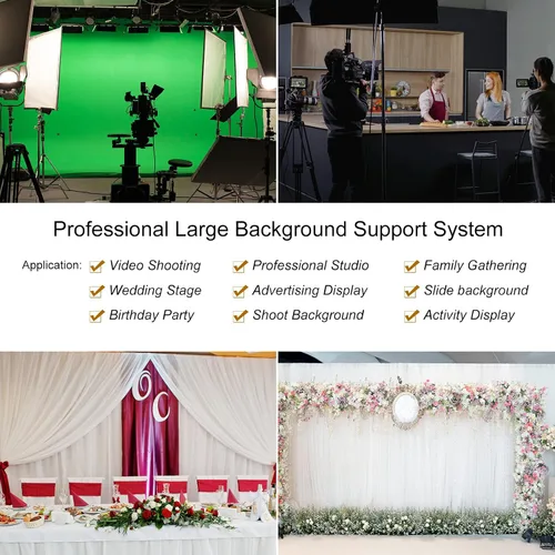Vista 6 de LINCO Soporte de fondo para fiestas, 9 x 20 pies, kit de fondo de estudio de video resistente 4166 para bodas, fiestas, sesión de fotos