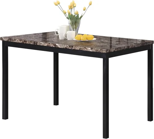 Vista 5 de Mesa de comedor de metal con tapa de mármol sintético laminado, color negro