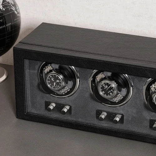 Vista 5 de ROTHWELL Bobinadora de reloj triple para relojes automáticos con motor silencioso con múltiples velocidades y ajustes de rotación (negrogris)