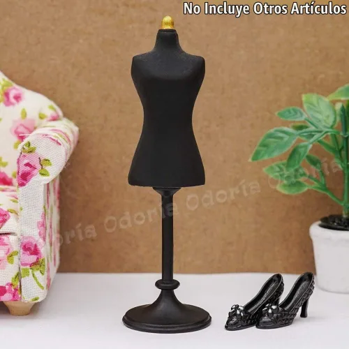 Vista 7 de Odoria 1/24 forma de vestido en miniatura maniquí accesorios de decoración de casa de muñecas, negro