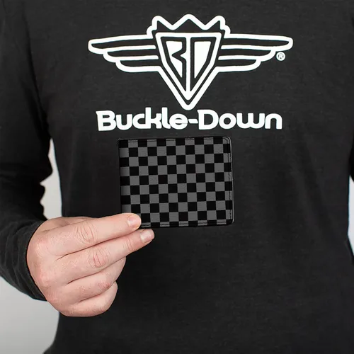 Vista 3 de Buckle-Down Billetera plegable PU para hombre NegroGris, Multicolor, 4.0" x 3.5", Varios
