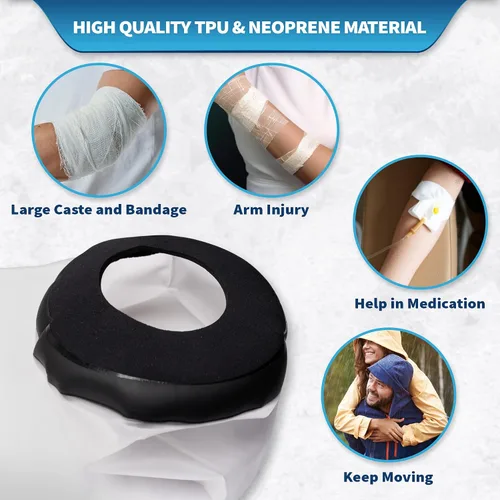 Vista 3 de Blue Shoe Guys Funda Protectora de Manga Reutilizable Impermeable para Línea Picc para la Parte Superior del Brazo, S/M para Protección Adecuada