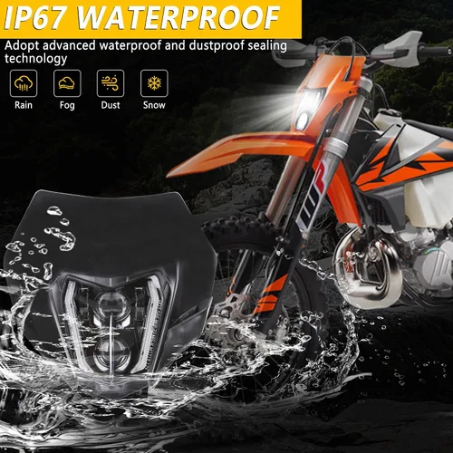 Vista 5 de RAMJET4X4 faro LED para motocicleta con luz diurna DRL compatible con motocross, pit bike, enduro, ATV, supermoto 150 250 350 450 500 SX XCW EXC SXF