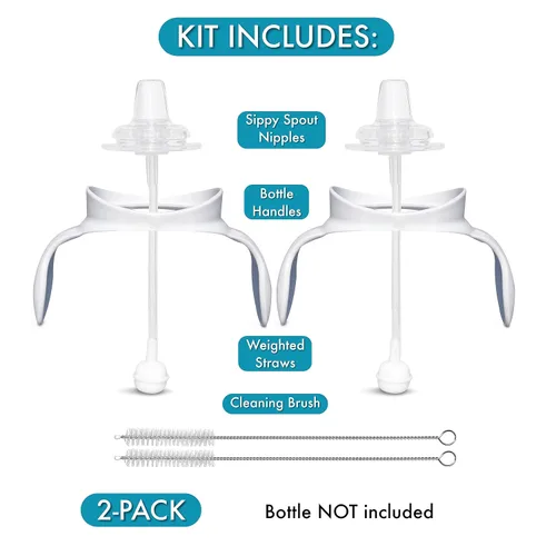 Vista 2 de Kit de conversión de vasos para biberones anticólicos Philips Avent, paquete de 2 Soft Food Grade Silicone Spout Nipples, Weighted Straw, Bottle