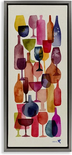 Vista 11 de Stupell Industries Copas de vino en capas Pintura enmarcada Giclée Art, diseño de Maria Over