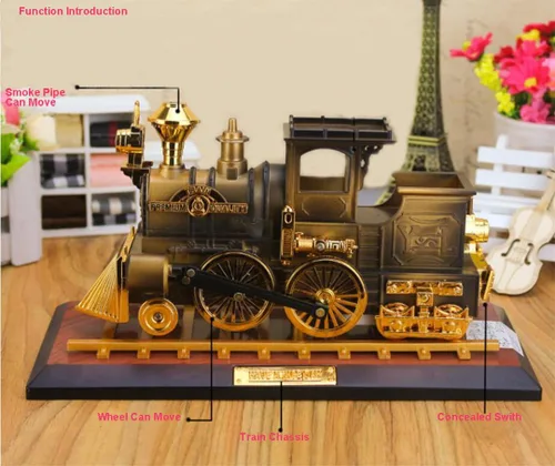 Vista 3 de Clásico Vintage Retro Clockwork ferroviario tren caja de música - negro/café (negro)
