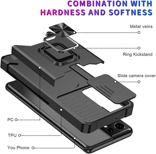 Vista 6 de Funda para teléfono Samsung Galaxy A32 5G con protector de pantalla, soporte para tarjetas, soporte de soporte, resistente, delgada, a prueba