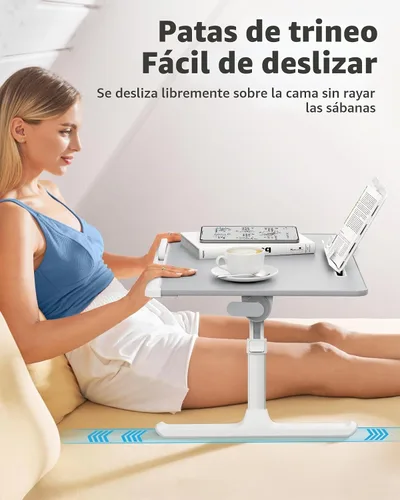 Vista 6 de Bandeja para portátil, SAIJI 23.6*17.7 in Regazo de mesa para cama, multiuso Premium Lapdesk, ángulo de altura ajustable, con soporte para libros