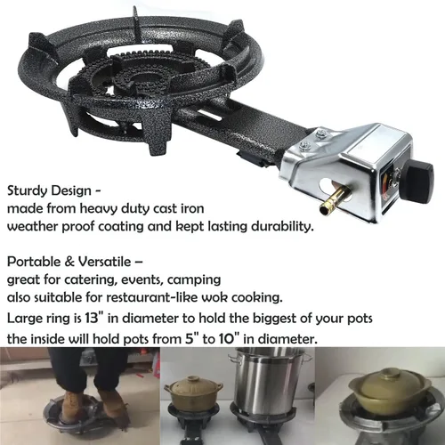 Vista 4 de Estufa portátil de gas propano para exteriores de 10KW/34000 BTU con manguera Jumbo Super Supergas Camp Camping Tailgating Gas Fire