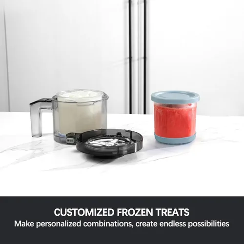 Vista 5 de Contenedores Omnikit de reemplazo para pintas y tapas Ninja Creami - paquete de 4, tazas de 16oz compatibles con máquinas para hacer helados NC301