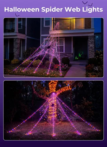 Vista 6 de Brightown Decoraciones de Halloween para exteriores, 312 luces LED de Naranja y morado - Nuevo