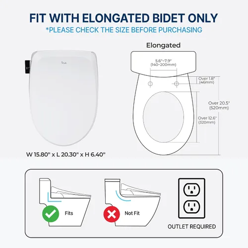 Vista 5 de Inus R32 - Asiento de inodoro eléctrico con calefacción y bidé alargado, agua caliente, asiento de inodoro de bidé con agua caliente de lujo