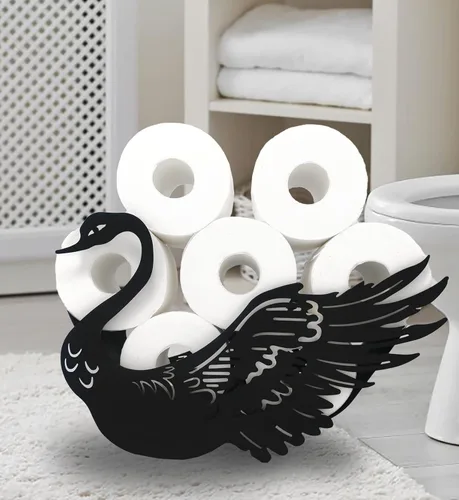 Vista 12 de Black Bear - Soporte de papel higiénico de metal, divertido soporte de papel de animales para baños, organizador independiente con capacidad para 8