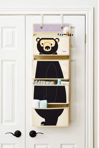 Vista 5 de 3 Sprouts Organizador de bebé sobre la puerta, almacenamiento esencial para el cuarto del bebé, soporte de animales de peluche y organizador de Oso