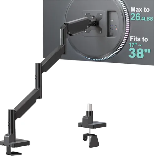 Vista 10 de WALI Brazo para Monitor Individual de 13-32 Pulgadas, Montura para Monitor Individual, Montura de Escritorio Vesa hasta 19.8lbs Brazo de Resorte