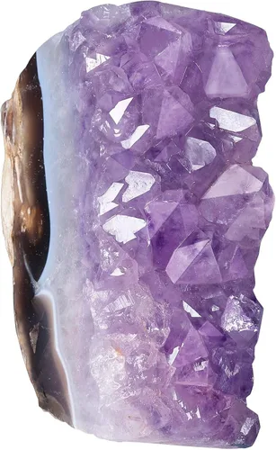 Vista 7 de Rockcloud Figura de cristal de cuarzo de amatista púrpura natural, geoda drusa para decoración del hogar, adorno de escritorio autoportante
