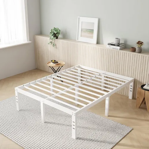 Vista 9 de Novilla Base de cama tamaño Queen, base de cama con plataforma de metal de 14 pulgadas tamaño Queen con espacio de almacenamiento debajo de la cama