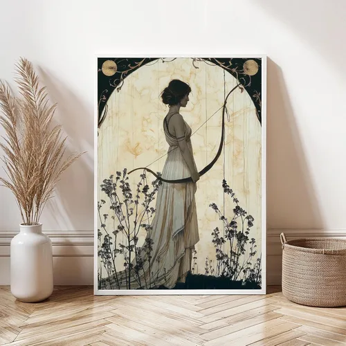 Vista 4 de BIGAOYS Lienzo de mitología griega vintage de caza, diosa Artemisa, arte de pared, diosa femenina, arte de pared, caza, diosa, hogar, dormitorio