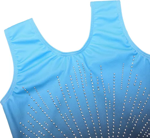 Vista 4 de BAOHULU Leotardo de gimnasia para niñas con diamantes brillantes para danza de ballet