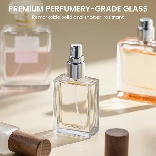 Vista 2 de Atomizador de Perfume Cryslora, Envase de Perfume de Vidrio, Botella de Viaje Recargable, Botella de Spray de Fragancia Portátil Vacía y a Prueba