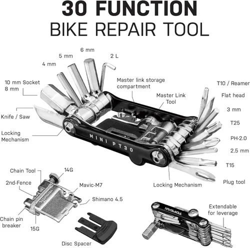 Vista 3 de Topeak Mini PT30 Multiherramienta – Herramienta de reparación de bicicleta