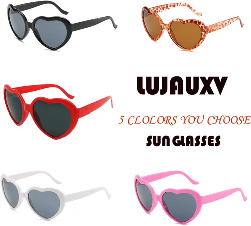 Vista 6 de Gafas de sol en forma de corazón para mujer, lindos lentes de corazón retro Taylor, lentes de sol Cupid UV400