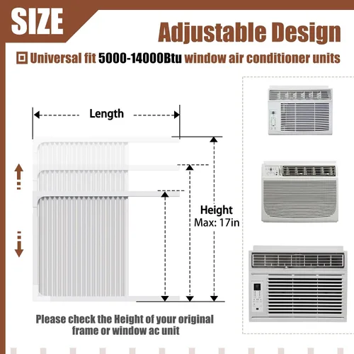 Vista 2 de BJADE'S Paneles laterales de aire acondicionado de ventana con tamaño de marco ajustable adecuado para diferentes unidades de CA de ventana