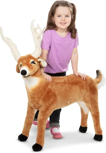 Vista 4 de Ciervo gigante de Melissa & Doug, animal realista relleno, más de 3 pies de largo