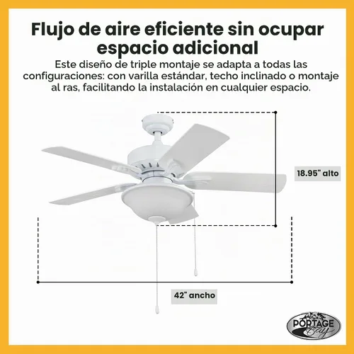 Vista 8 de Portage Bay 51448 Viretta Ventilador de techo, 42, blanco