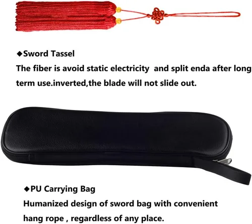 Vista 5 de Espada Taichi china extensible de alta calidad con borla de espada roja de lujo gratis y bolsa de piel sintética