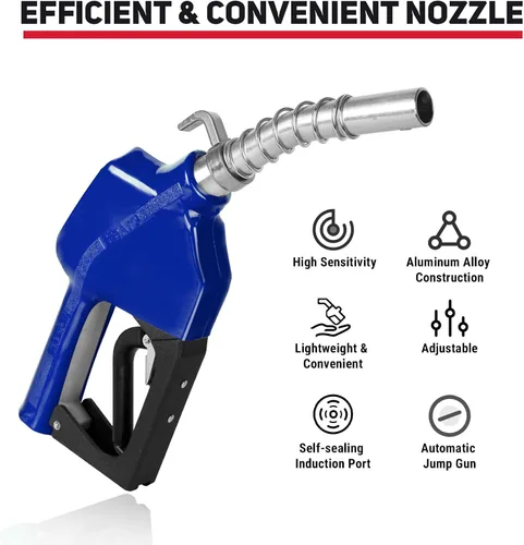 Vista 6 de Boquillas de combustible automáticas de 3/4", boquilla de transferencia de combustible con apagado automático y junta giratoria de 360°, gancho
