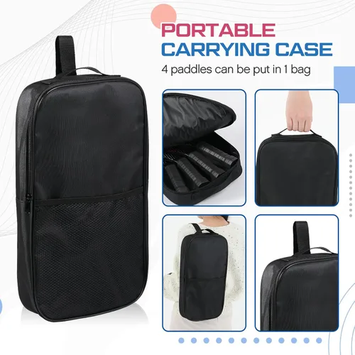 Vista 5 de Juego de 8 palas de paddleball de madera, raqueta ligera con agarre ergonómico y 2 bolsas de transporte para jugadores de todos los niveles, hombres