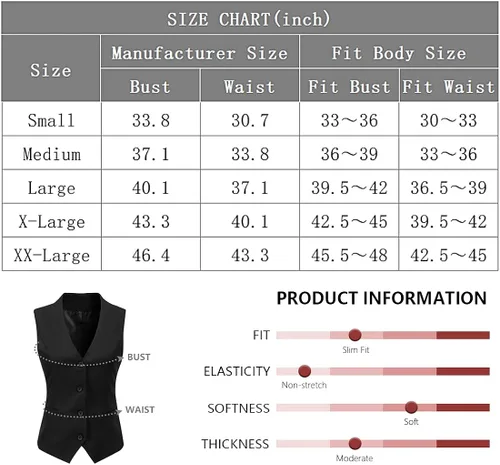 Vista 7 de Foucome Traje de vestir formal de negocios ajustado regular para mujer, chaleco con botones