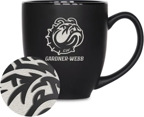 Vista 110 de Rico Industries - Taza de cerámica mate negra con grabado láser estándar de 15oz para NCAA (escuelas T & U) - Para bebidas calientes o frías