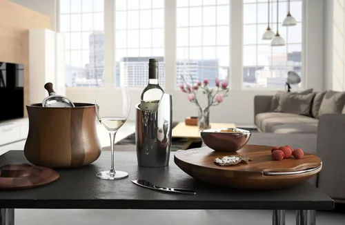 Vista 4 de nambe - Enfriador de vino en espiral, cubo de metal de mesa para mantener el vino frío, enfriador de botellas de vino aislado para fiestas, bar