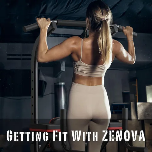 Vista 7 de ZENOVA - Estación de barra de dominadas y fondos multifunción, equipo de entrenamiento de fuerza para hombres y mujeres, construcción muscular