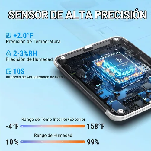 Vista 3 de ThermoPro TP65 Termómetro de Interior y Exterior, Higrómetro Digital Inalámbrico, Monitor de Humedad de Temperatura con Pantalla Táctil Jumbo