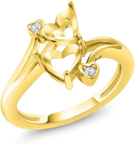 Vista 4 de Gem Stone King Anillo de compromiso de oro amarillo de 10 quilates personalizado y personalizado para construir tu propia piedra natal de 2 piedras