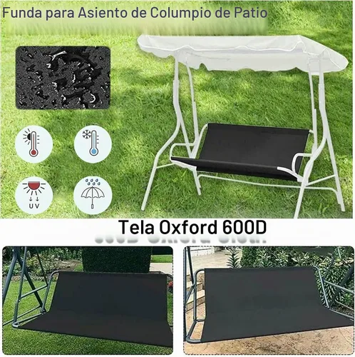 Vista 5 de Funda de repuesto para asiento de columpio, 600D resistente al agua, Oxford resistente al agua, funda de repuesto para columpio al aire libre